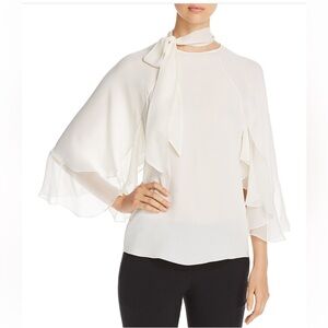 Elie Tahari Matilda Blouse, Top Crew Neck Silk with voluminous 3/4 sleeve M NWT